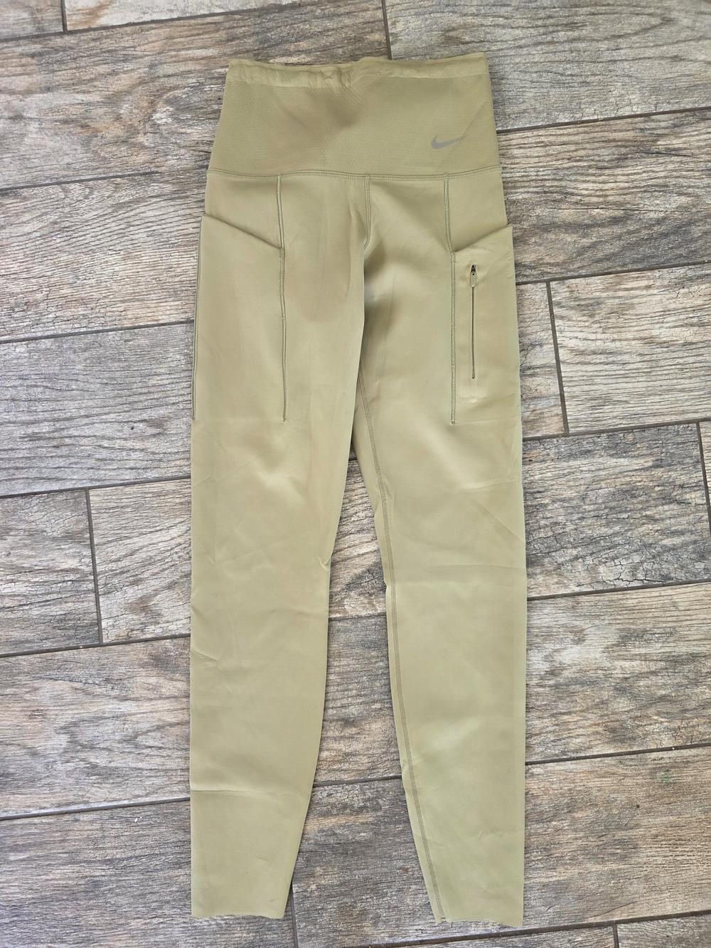 Nike Go High-Waist Olive Green Performance Leggings Running Athletic Sz XS